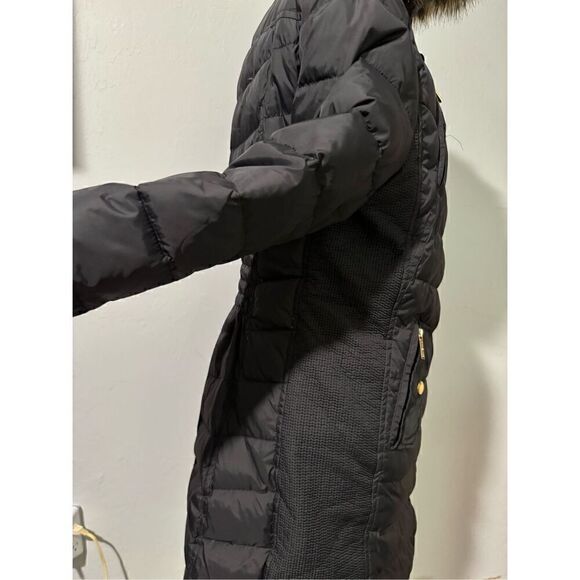 Michael Michael Kors black Down puffer foux fur trim Hooded winter coat Ps - Picture 8 of 16